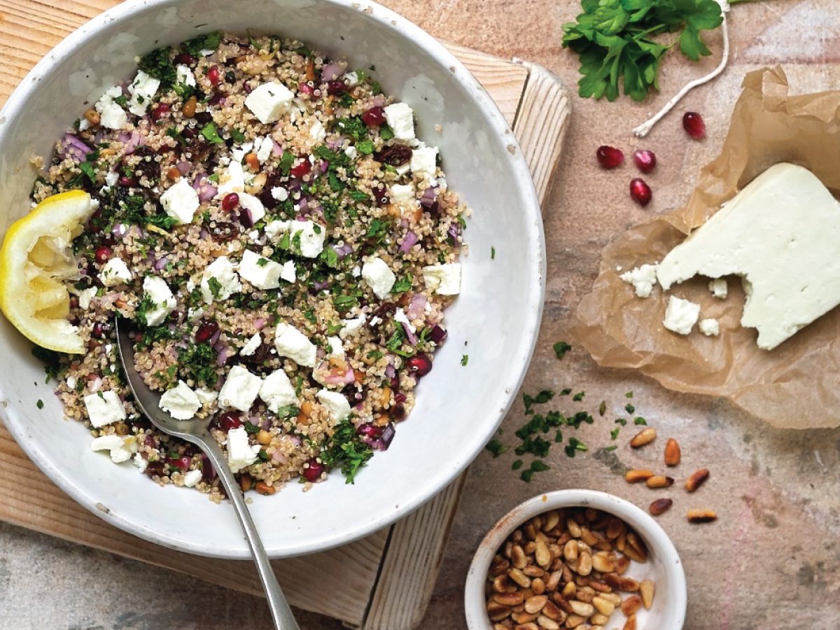 Quinoa, Pomegranate & Mrs Bell's Salad Cheese Salad